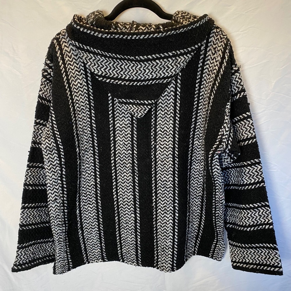 Baja Joe Mexican Baja Poncho‎ Hoodie Size Small Pullover Surfer Hippie Drug Rug - Picture 6 of 12